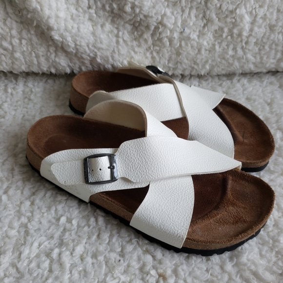 Birkenstock Shoes - Birkenstock Betula White Criss Cross Strap Sandals